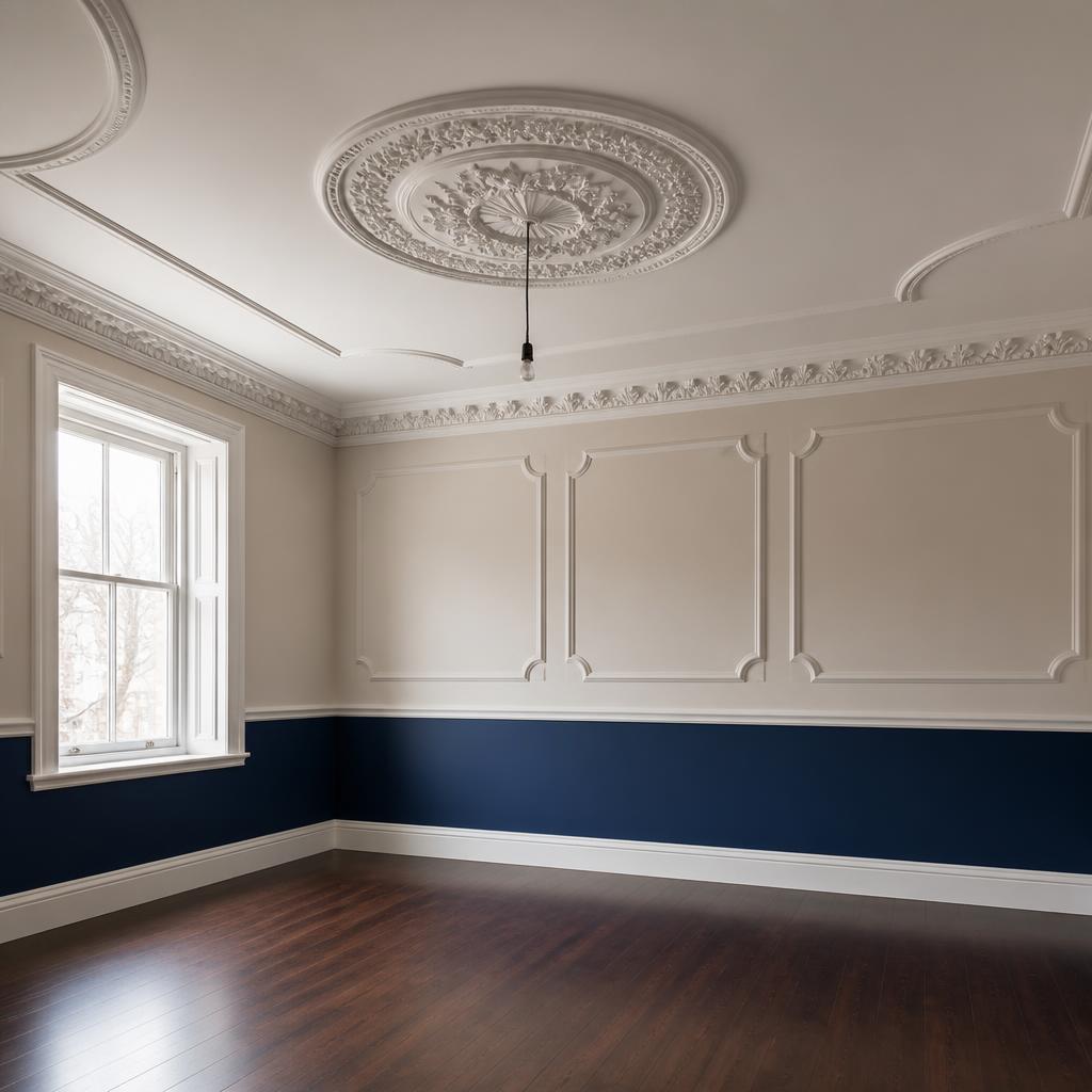 Ceiling rose & panelled walls